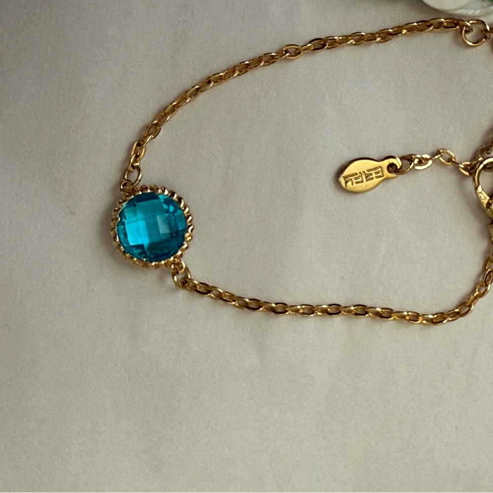Effy Gold Bracelet with Aqua Gem